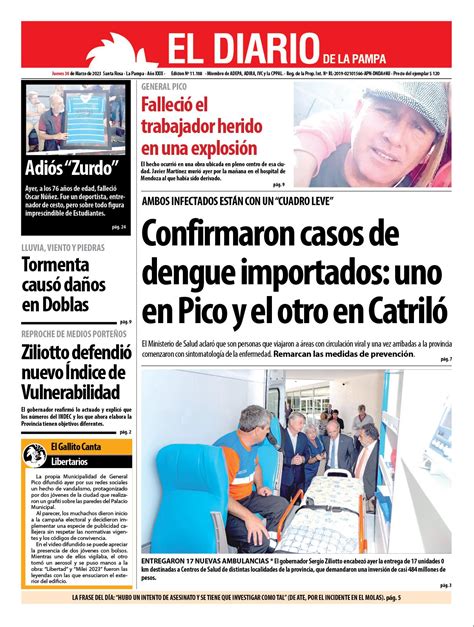 Tapa De El Diario En Papel Jueves De Marzo De El Diario De