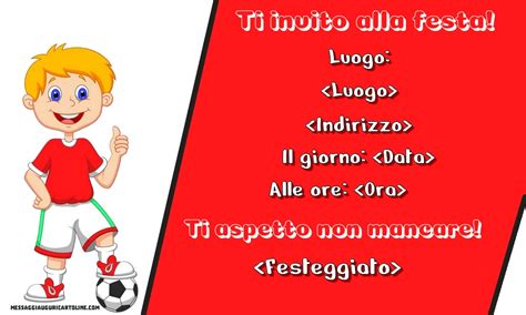 Biglietto Invito Festa Calcio Su Sfondo Rosso Crea Inviti