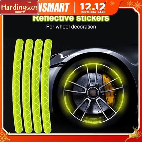 Hardingsun Pcs Car Wheel Hub Reflective Motion Sticker Luminous Green