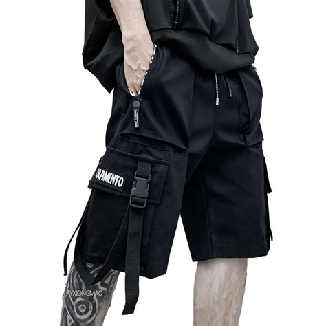 Xyxiongmao Techwear Shorts Mens Cargo Cyberpunk Hip Hop Streetwear