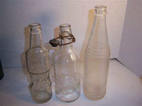 Pa1 1920 30s Lot Of 3 Clear Medicine Soda Bottles 7 78 To 9 38