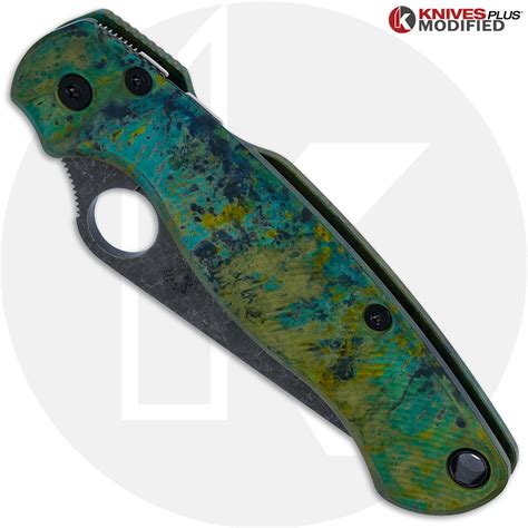 MODIFIED Spyderco Para Military 2 Knife - Acid Stonewash Blade + AWT ...