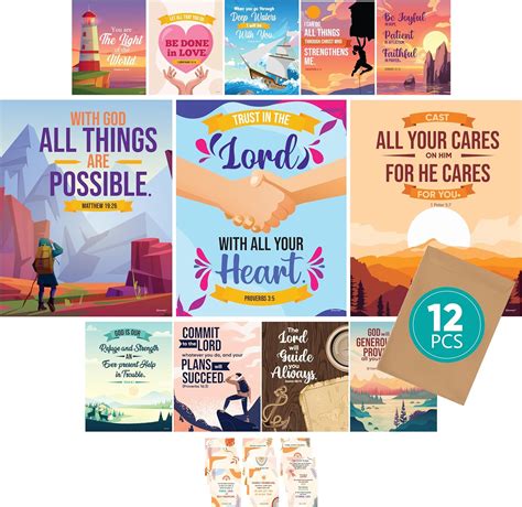 12 Bible Posters For Classroom 11x14in Bible Australia Ubuy