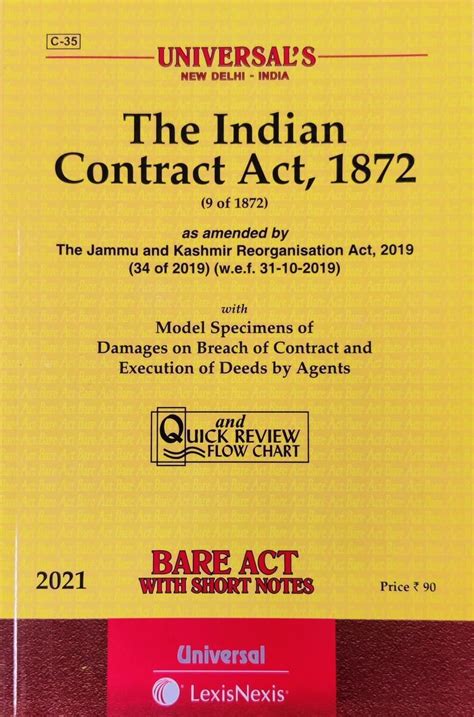 Indian Contract Act 1872 Bare Act Latest 2021 Edition By Lexis Nexis