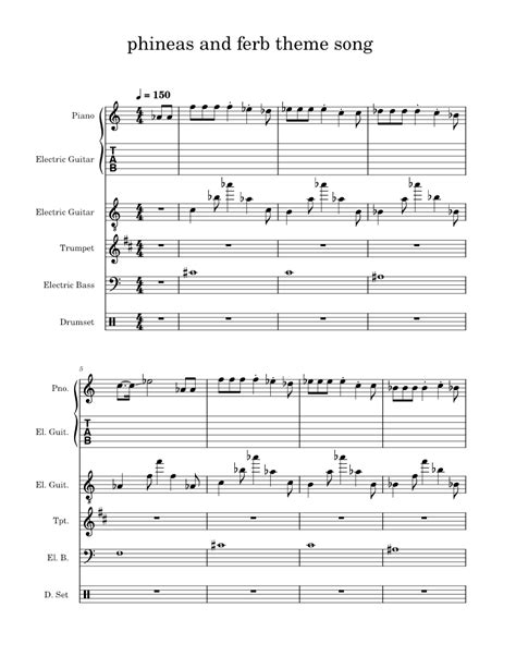 Phineas And Ferb Theme Song Danny Jacob Sheet Music For Piano Guitar