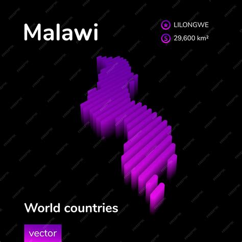 Mapa 3d De Malawi El Mapa Isométrico Vectorial Rayado Estilizado De