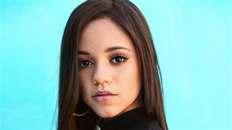 Jenna Ortega Wallpaper 4k American Actress Cyan Background