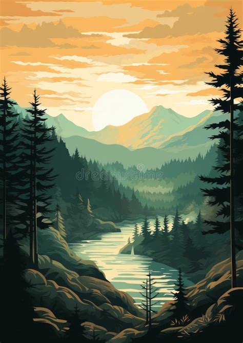 Background Nature Tree Sunrise Forest Sky Illustration Mountain Morning