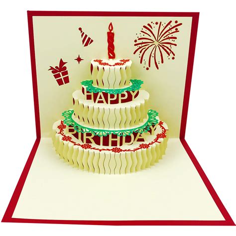 Buy Akeydeco 3D Pop Up Birthday Cards,LED Light Birthday Cake Music ...