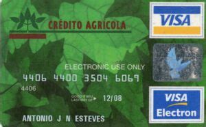 Bank Card CA Crédito Agricola Visa Electron Credito Agricola