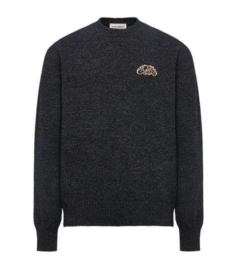 Mens Alexander Mcqueen Black Wool Cashmere Seal Sweater Harrods Uk