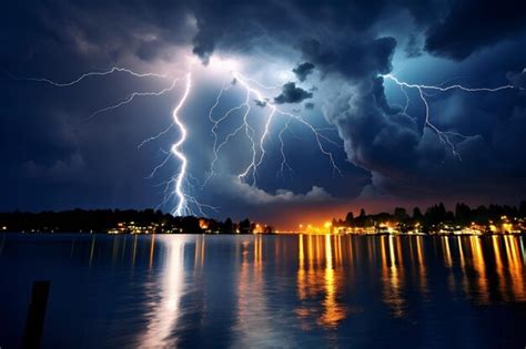 Premium AI Image | Captivating Thunder and Lightning Illuminating the ...