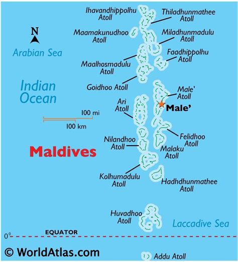 Las islas Maldivas ubicación en el Mapa Mundi