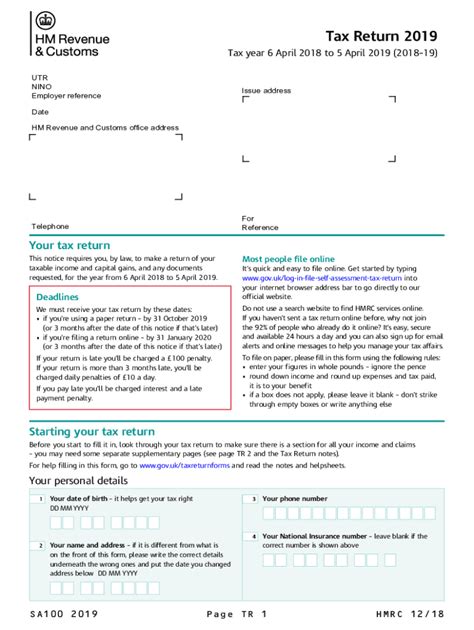 Sa100 Form 2019 Fill Out And Sign Online Dochub