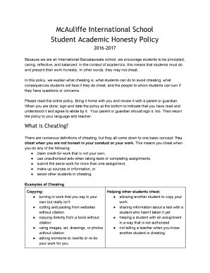 Fillable Online Student Academic Honesty Policy Fax Email Print PdfFiller