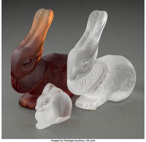 21175 Three Lalique Glass Rabbit Figures Post 1945 Ma 21175 On Jan 27 2023 Heritage