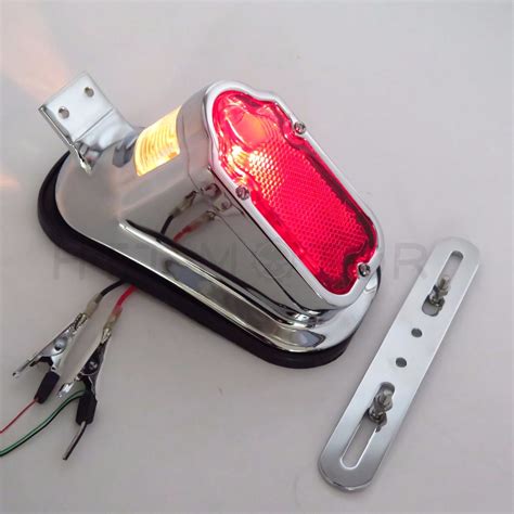 Metal Chrome Red Tombstone Brake Tail Light Signal For Harley Davidson