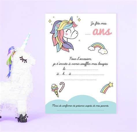 Invitations Anniversaire Licorne Cr Ateur Ind Pendant Beebs