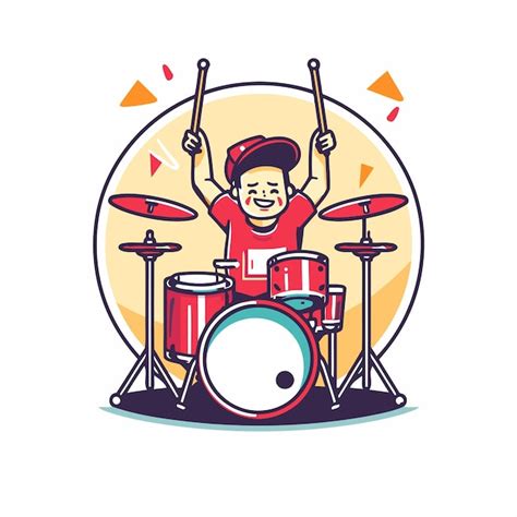 Premium Vector Drummer Playing Drum Set Vector Illustration In Flat