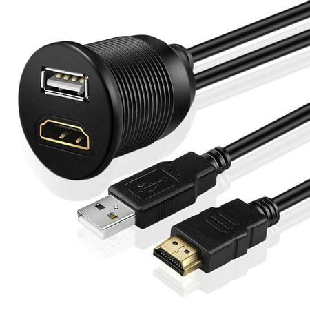 USB HDMI Flush Mount Cable - Dashboard Panel Dash Mount USB / HDMI Port ...