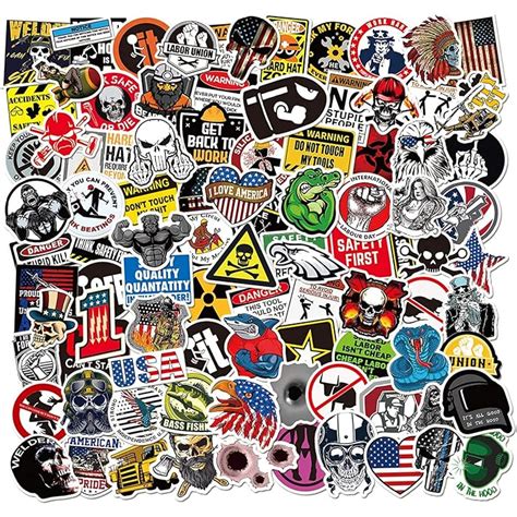 Buy Funny Hard Hat Stickers 105 PCS, Waterproof Vinyl Decals for Tool ...