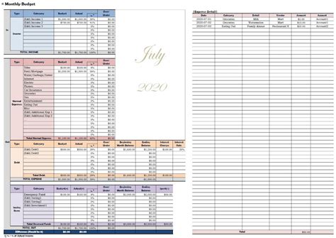 Excel Monthly Budget Template | Budget Planner | Household Budget ...