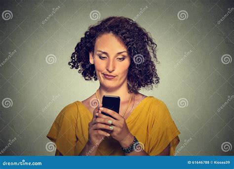 Upset Skeptical Unhappy Serious Woman Talking Texting On Phone Stock