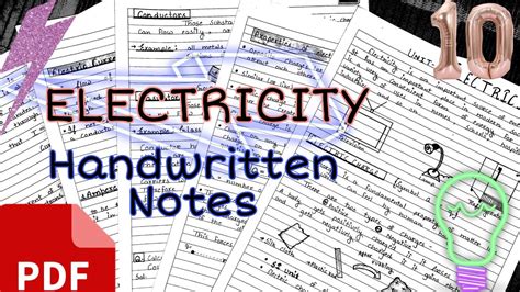 Electricity Handwritten Notes Pdf Class 10th Science Handwritten Notes Chapter 12 Physics