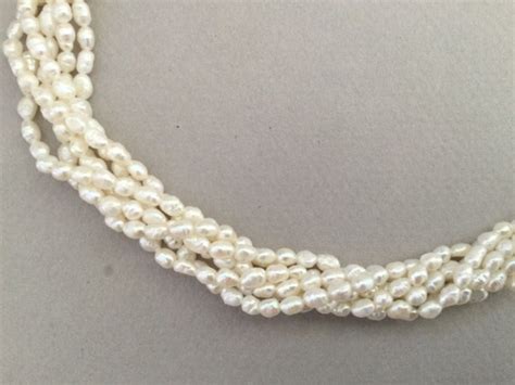 Freshwater Seed Rice Pearl Six Strand Torsade Necklace Gem