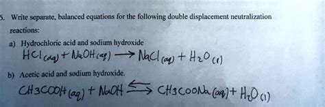 SOLVED Write Separate Balanced Equations For The Following Double