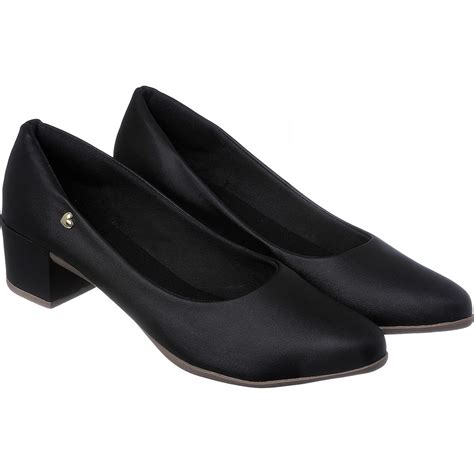 Sapato Scarpin Salto Baixo Grosso Social Conforto Bico Fino No Shoptime