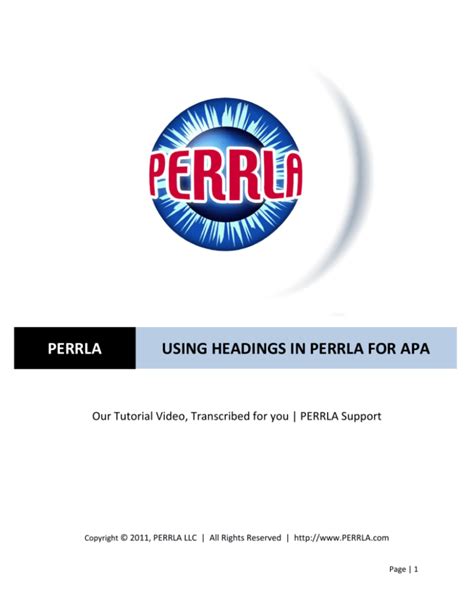 perrla using headings in perrla for apa