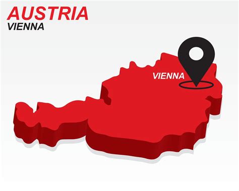 Viena Fica Em Qual País - Austria mapa, viena capital ciudad marcador en rojo 3d país forma ...