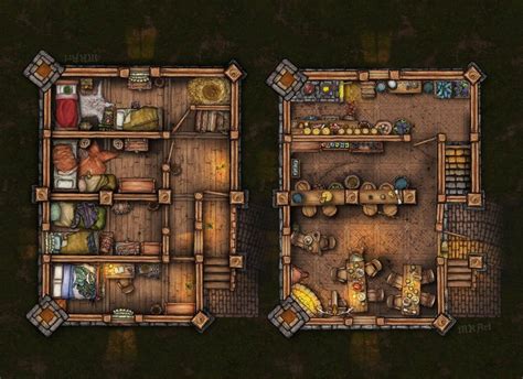 Tavern / Inn 2 story A3 : dndmaps | Building map, Tavern, Map pictures