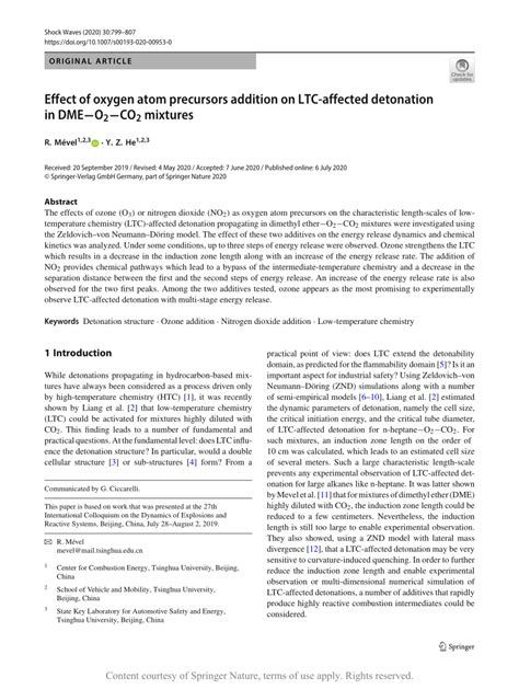 Effect Of Oxygen Atom Precursors Addition On Ltc Affected Detonation In