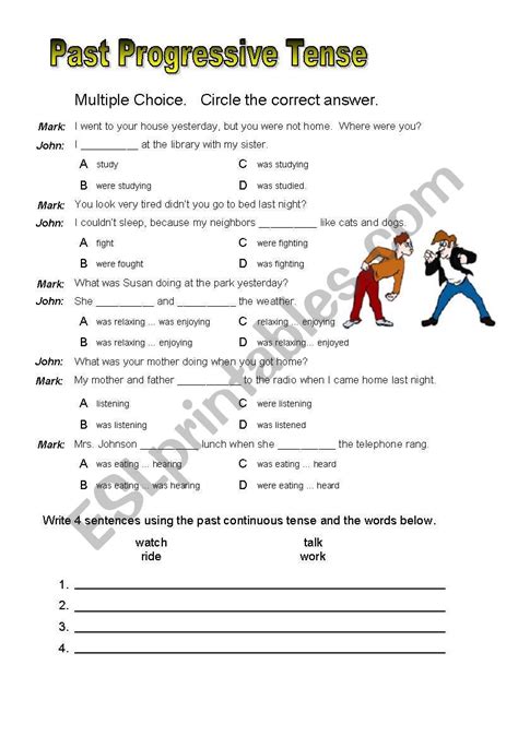 Past Progressive Esl Worksheet By Mehmet