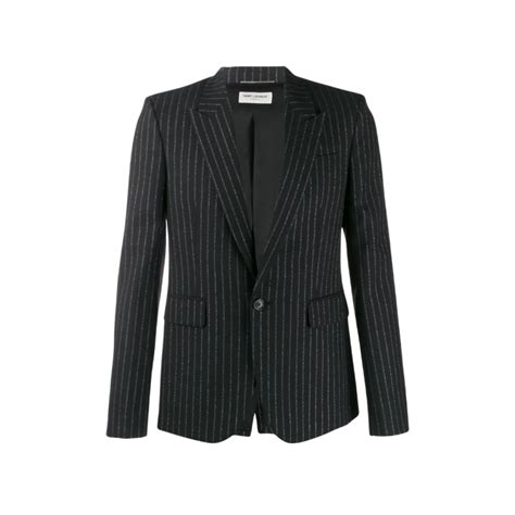 Blazer à rayures métallisées laine noire argent