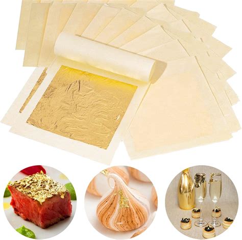 Ltkj 24k Edible Gold Leaf Sheets 20 Sheets 433 X 433 Cm