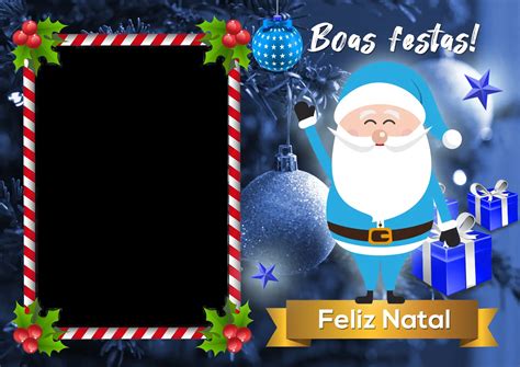 Moldura Papai Noel Azul Imagem Legal