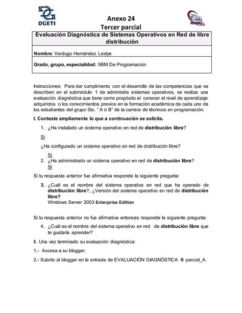 Anexo 24 test de evaluación diagnóstico de sistemas operativos en red