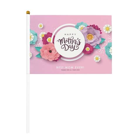 Happy Mothers Day Flags 10 Packs Mini Handheld Flag Desk Flag 55 X 8