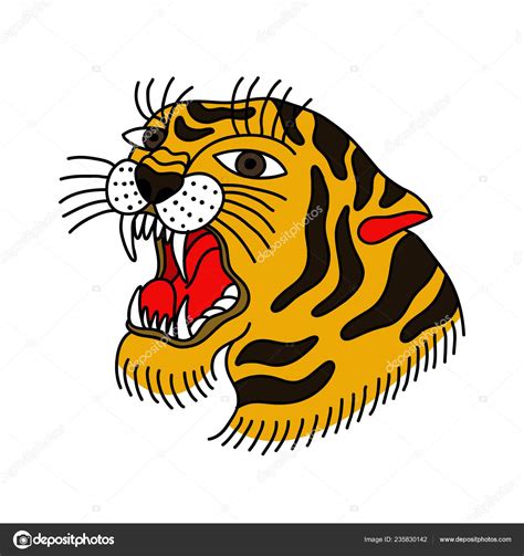 Tiger Illustration Traditional Tattoo Flash Stock Vector Image By Pani