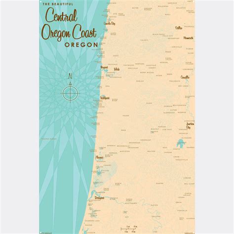 Central Oregon Coast, Metal Sign Map Art – Lakebound®