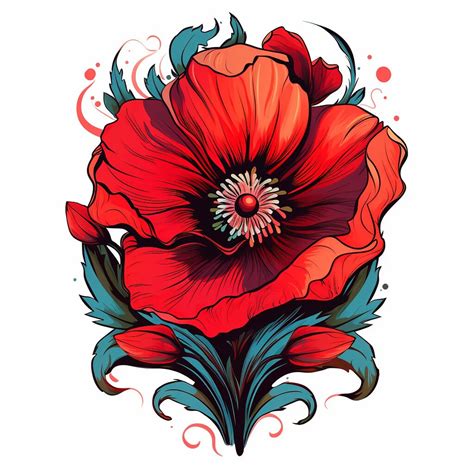 Red Poppy Flower Tattoo PNG Red Poppy Tattoo Tattoo Flash Digital