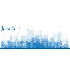 Outline louisville skyline with blue buildings Vector Image