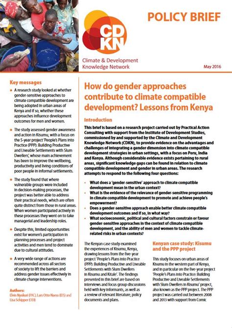 How Do Gender Approaches Contribute To Climate Compatible Development Lessons From Kenya Unw