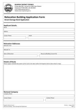 Fillable Online Ruapehudc Govt Relocation Building Application Form