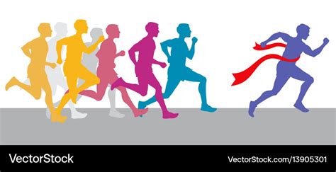 Racing People And Winning Runner Marathon Vector Image