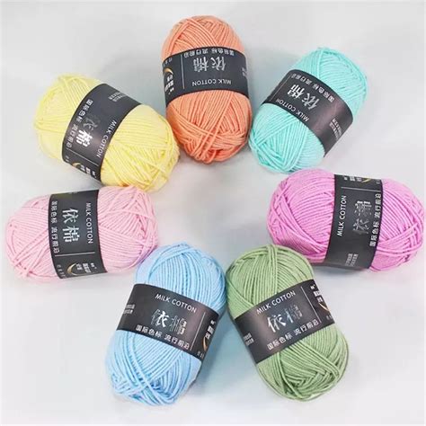 50 Grams Ball Baby Milk Cotton Yarn For Hand Knitting Crochet Etsy