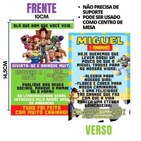 Cartão de Agradecimento de Mesa Toy Story Personalizado Elo7